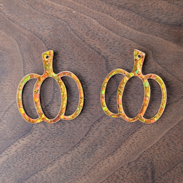 Orange Glitter Pumpkin Earring Blanks