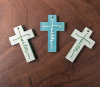 Frosted Turquoise Faith Cross Earring Blanks