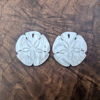 White Pearl Sand Dollar Earring Blanks