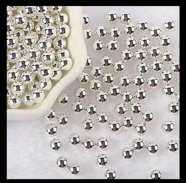 Metallic Silver Faux Pearls